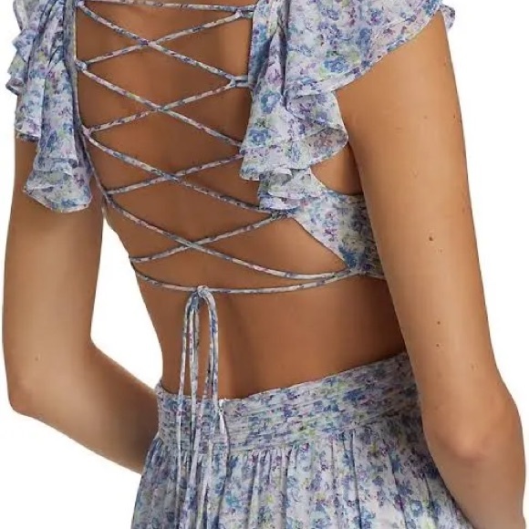 ASTR The Label Primrose cutout Maxi Dress - Blue purple floral / L - Picture 11 of 11